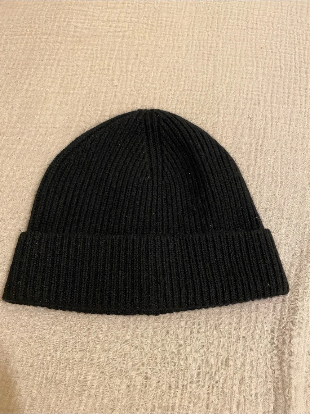 J. Crew Cashmere Classic Black Ribbed Knit Beanie - Men